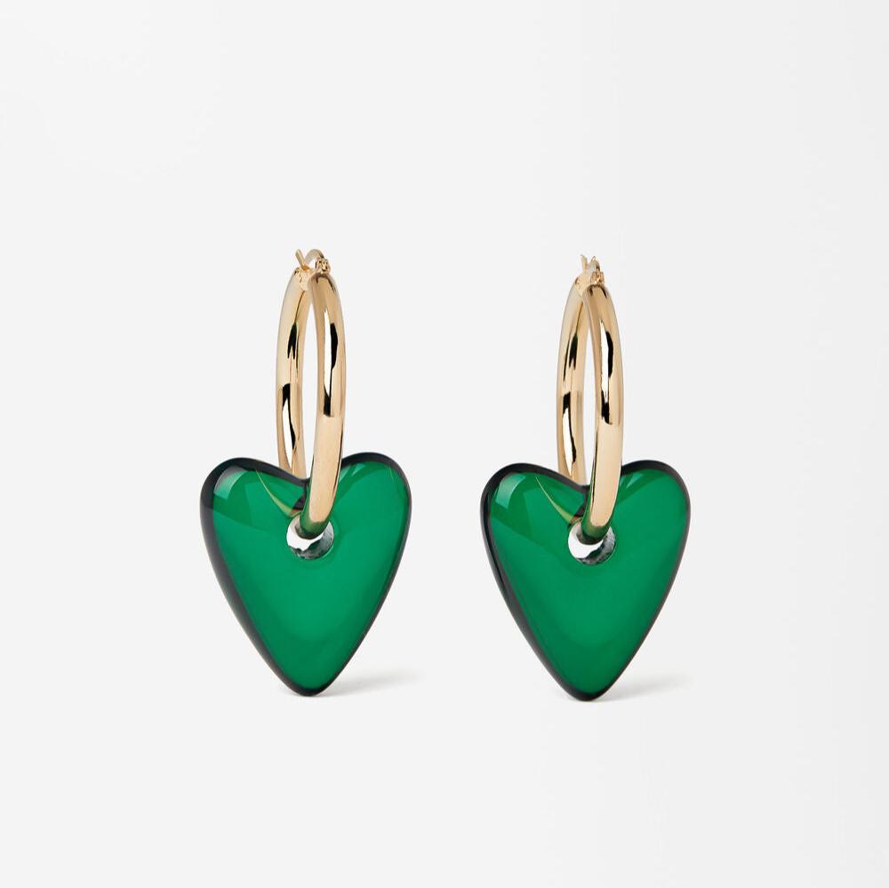 Vintage Green Heart Drop Earrings
