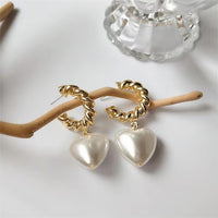 Heart Shaped Pearl Earrings