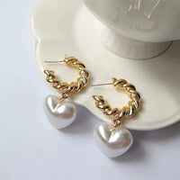 Heart Shaped Pearl Earrings